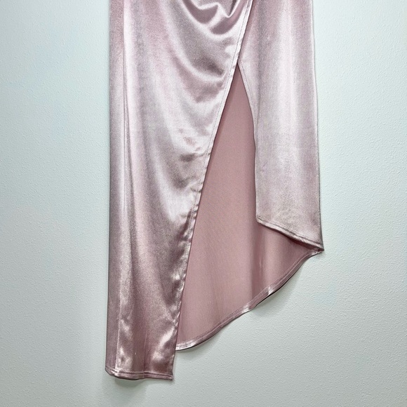 ASOS Design Drape Maxi Skirt with Split Detailing Pink Satin Mermaid Size US 4 - Picture 4 of 15